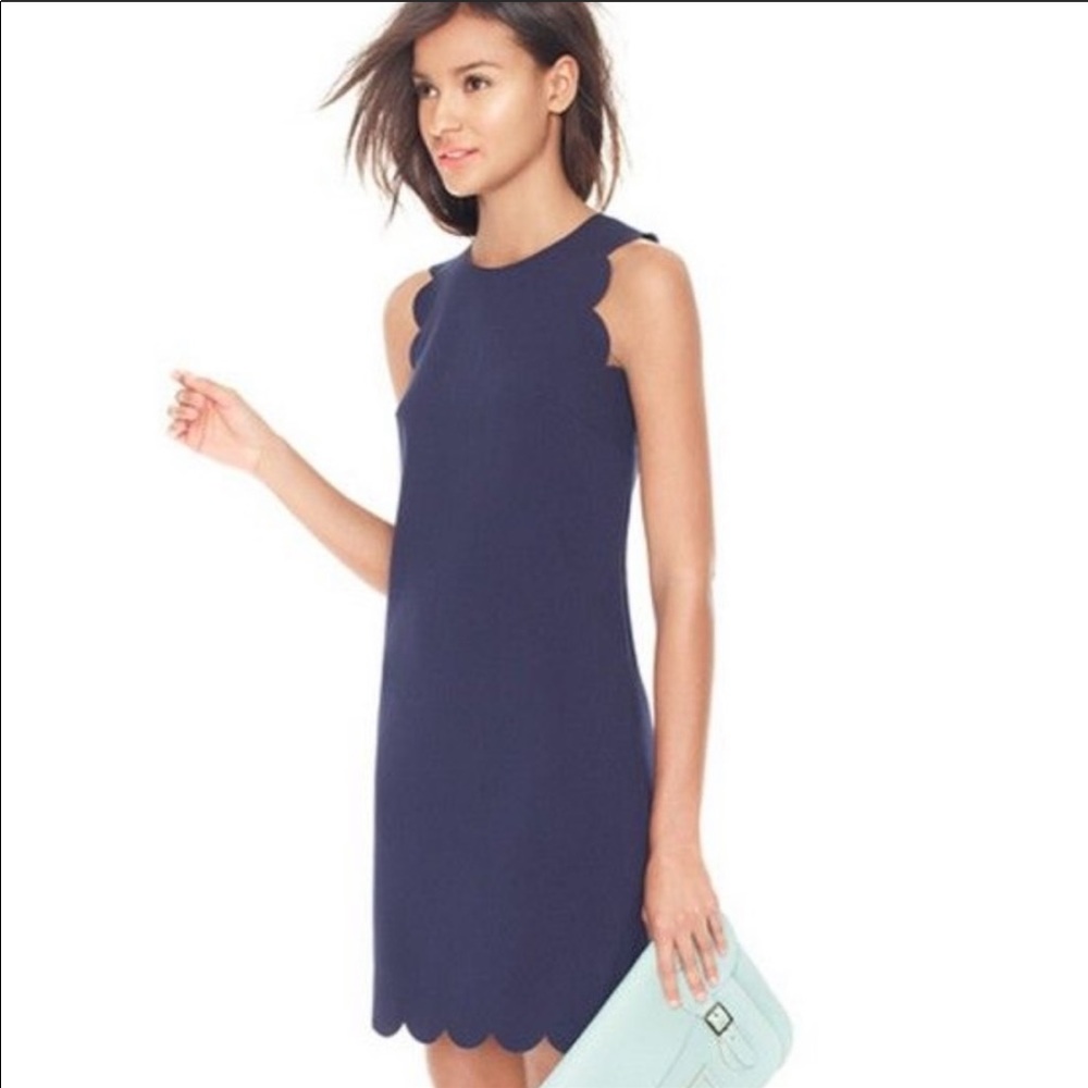 J. Crew Navy Scalloped Dress